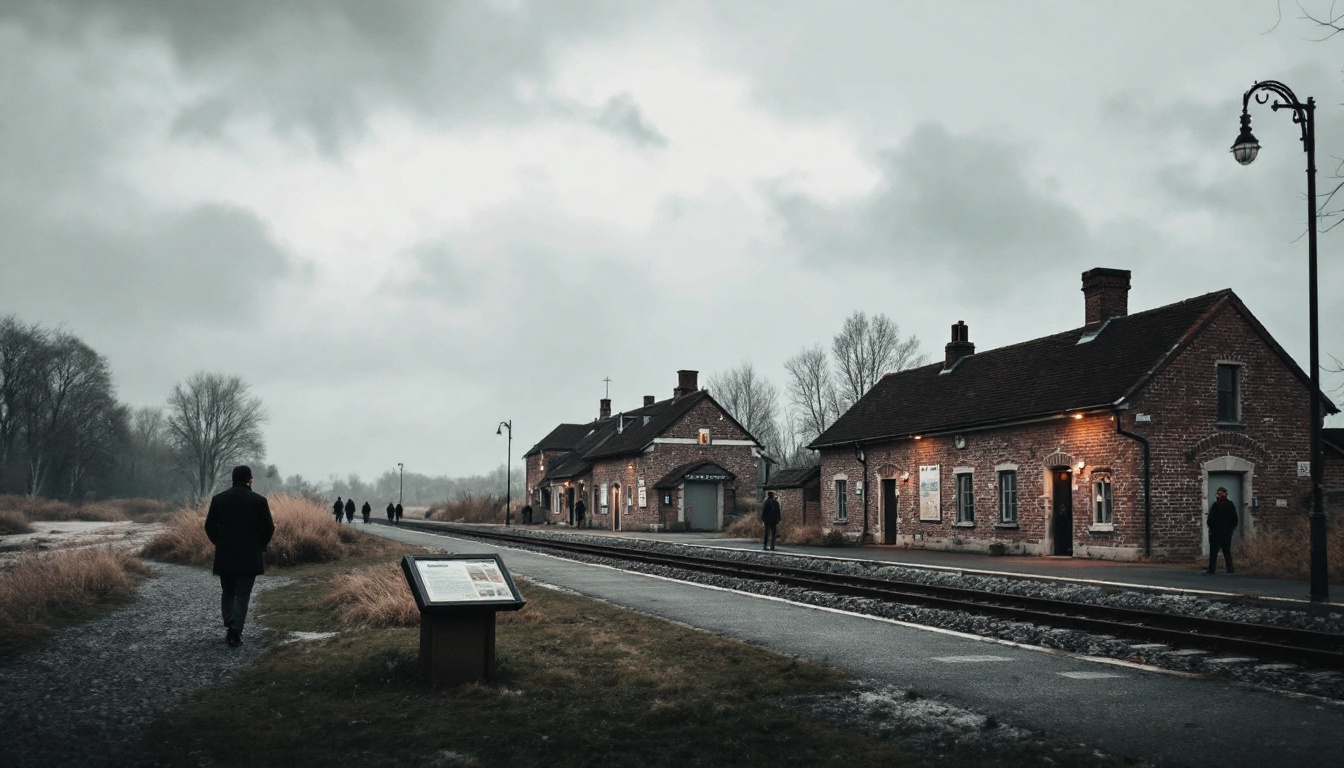 Gedenkstätte für den Auschwitz Besuch von Krakau organisieren mit Backsteingebäuden und Bahngleis